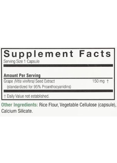 Grape Seed 150 mg 60 Veg Caps Nature's Answer (301006151)
