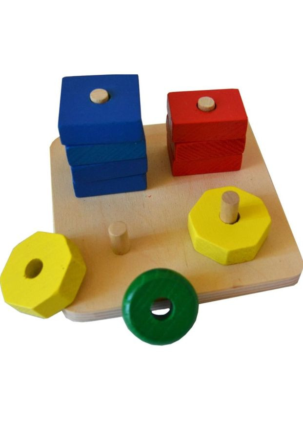 Деревянная развивающая игрушка "Пирамида - фигуры" MIC (290250972)