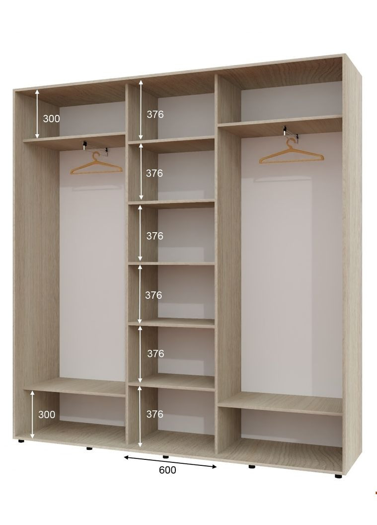 Шкаф-купе трехдверный 230*45*230 см Дуб Шамони светлый 3 двери ДСП ШК-04 Алекса (360477215)