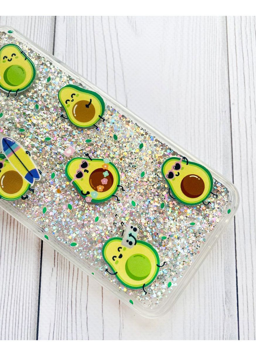 Чохол з плаваючими срібними блискітками на Samsung Galaxy A35 Авокадо на відпочинку (принт 302) Creative (362026137)