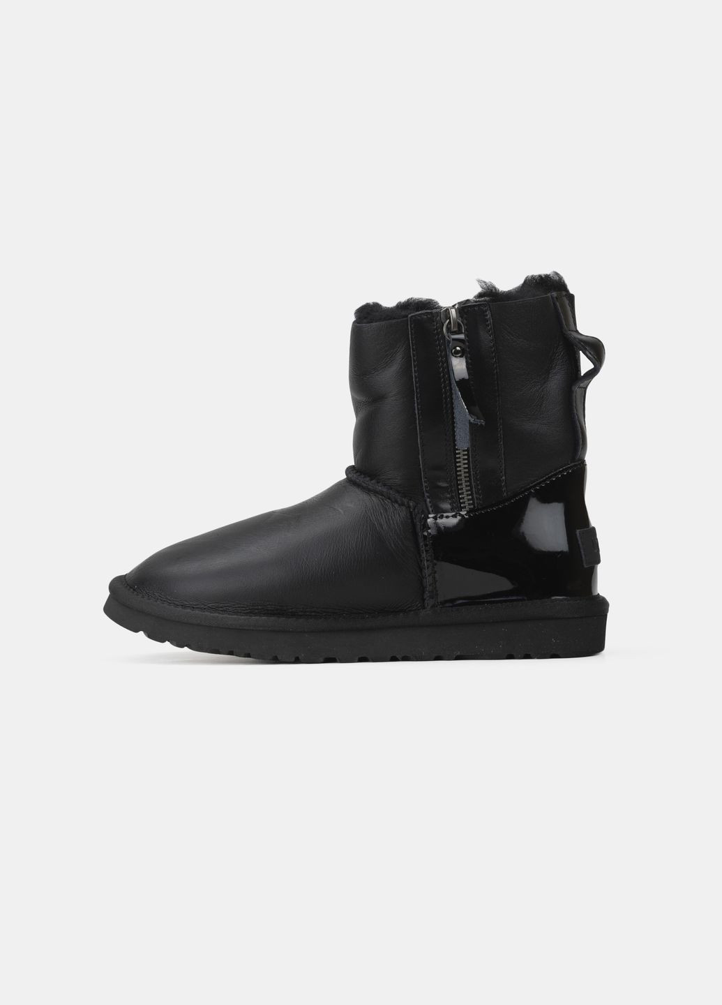 Угг із змійкою Чорні Шкіряні Classic Black Leather Zip UGG (315411477)
