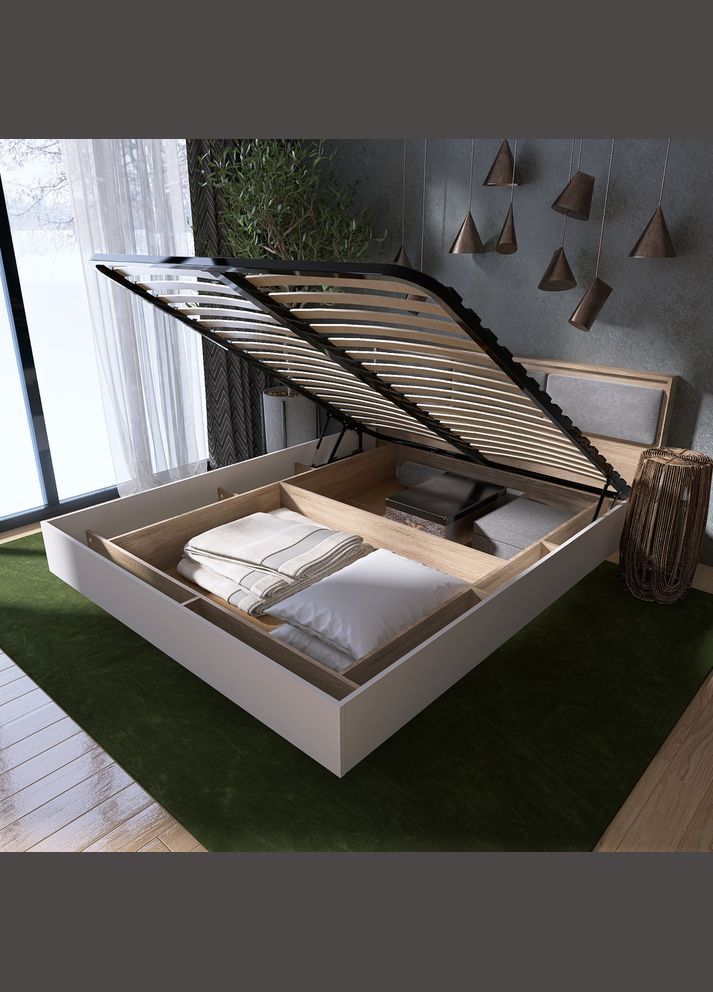 Ліжко двоспальне з підйомним механізмом Сіті-1400 200,5х148,8х82,6 см (EVR-071093) Еверест (329296567)