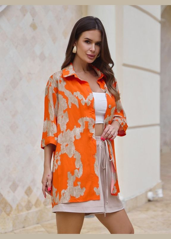 Оранжевая рубашка однотонная ISSA PLUS