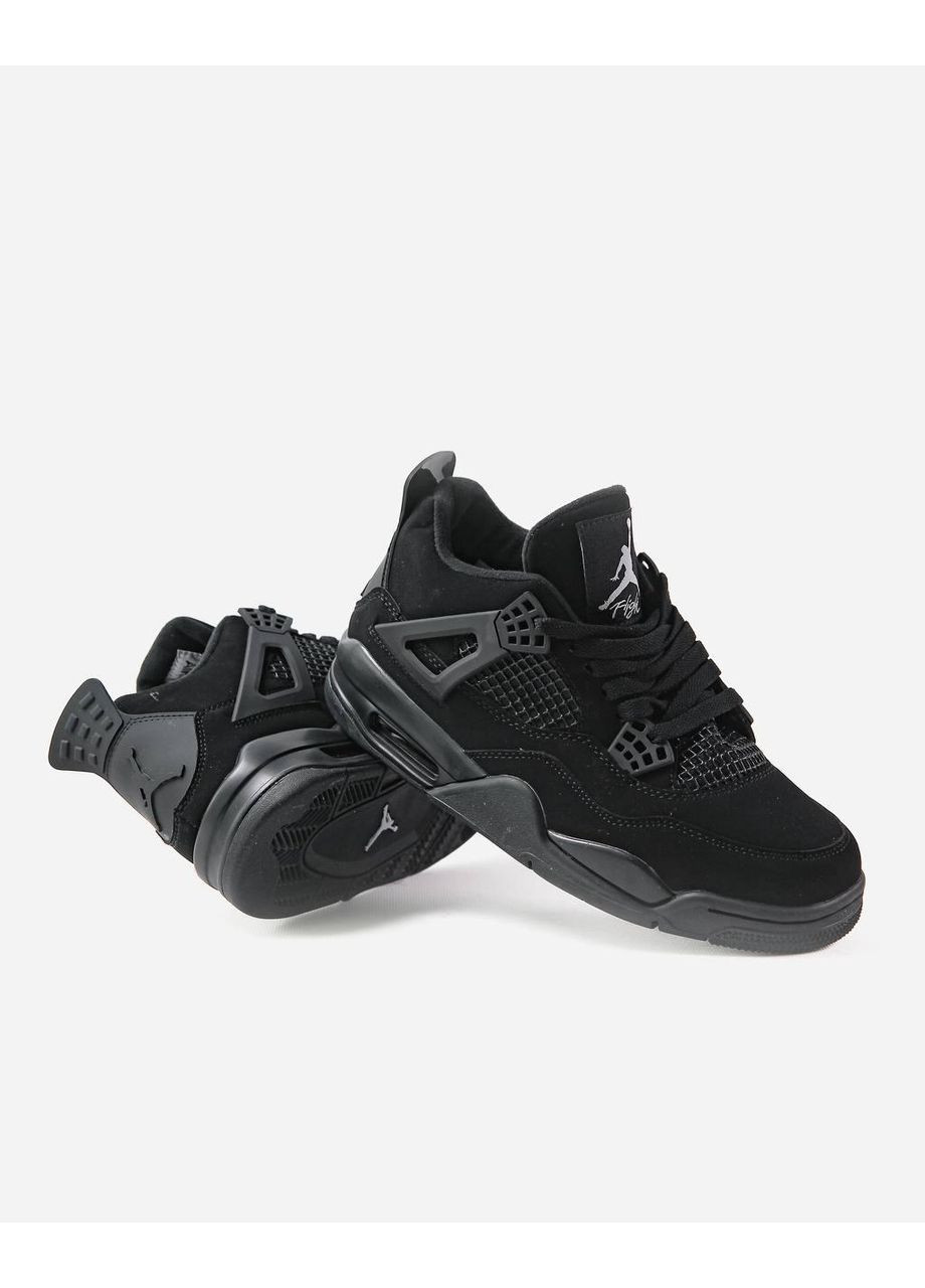 Чорні Осінні кросівки чоловічі nike air jordan retro 4 black найк аір джордан No Brand