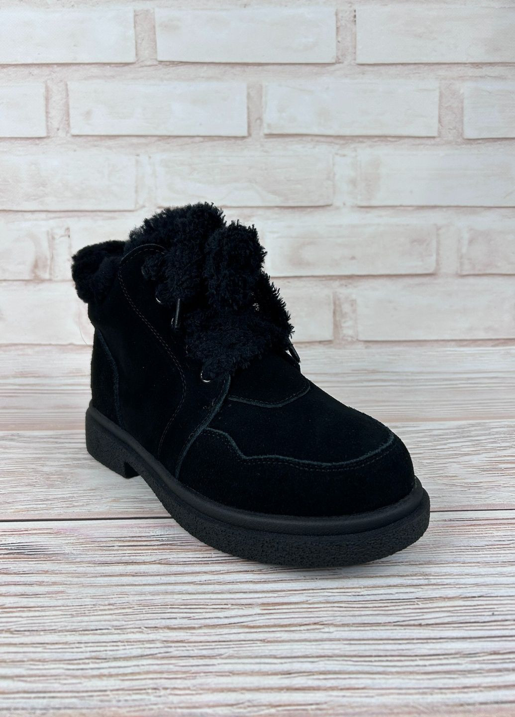 Жіночі черевики чорні високі зимові черевики замшеві на плоскій підошві для прогулянок Hengji (365301250)