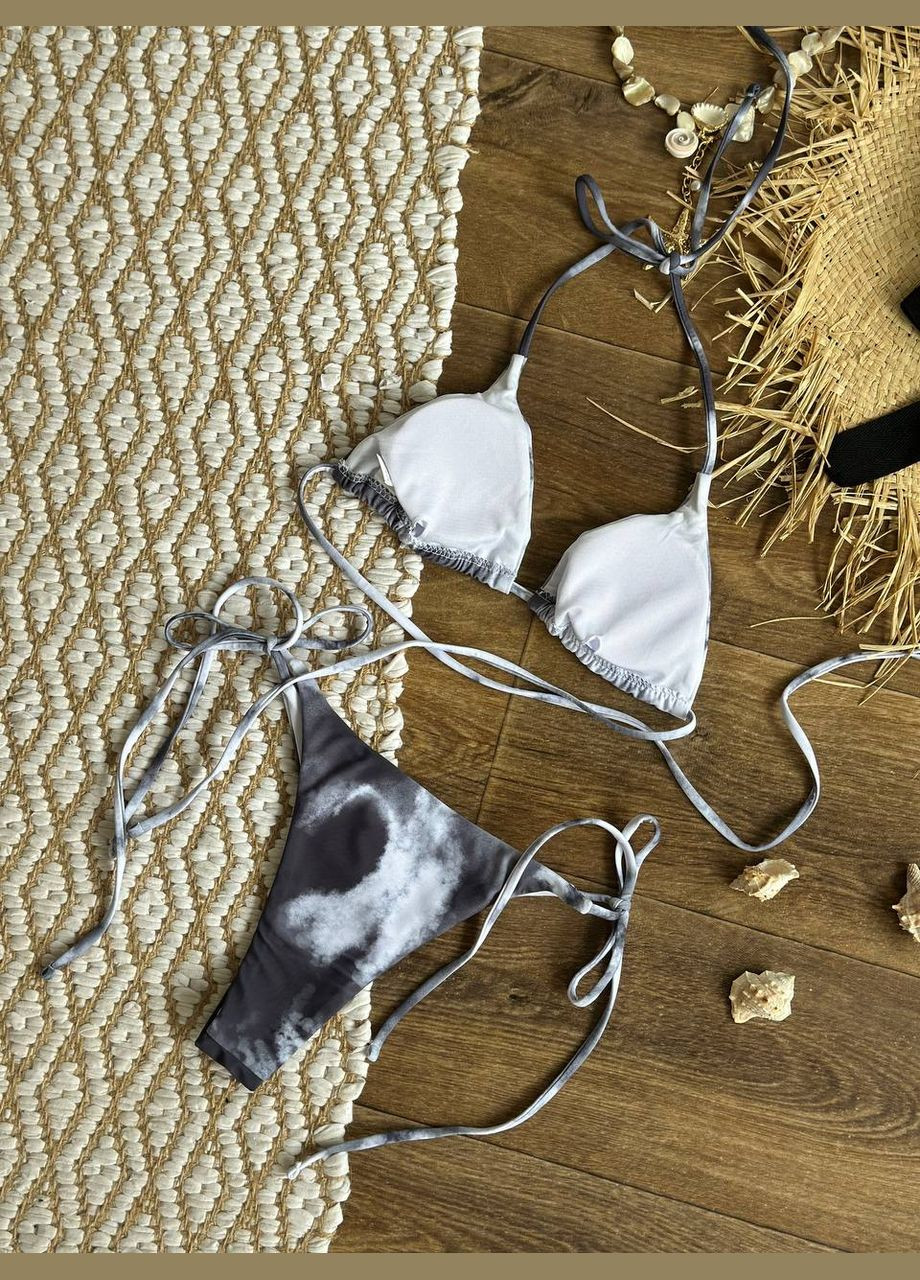 Чорний комплект 4в1: жіночий рроздільний купальник бікіні + болеро + парео ink синьо-білий No Brand