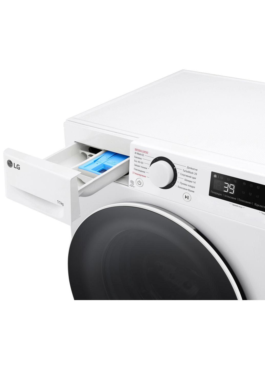 Стиральная машина F4Y5ES0W фронтальная, 11кг, 1400, A, 57см, дисплей, пара, инвертор, LG (367984120)