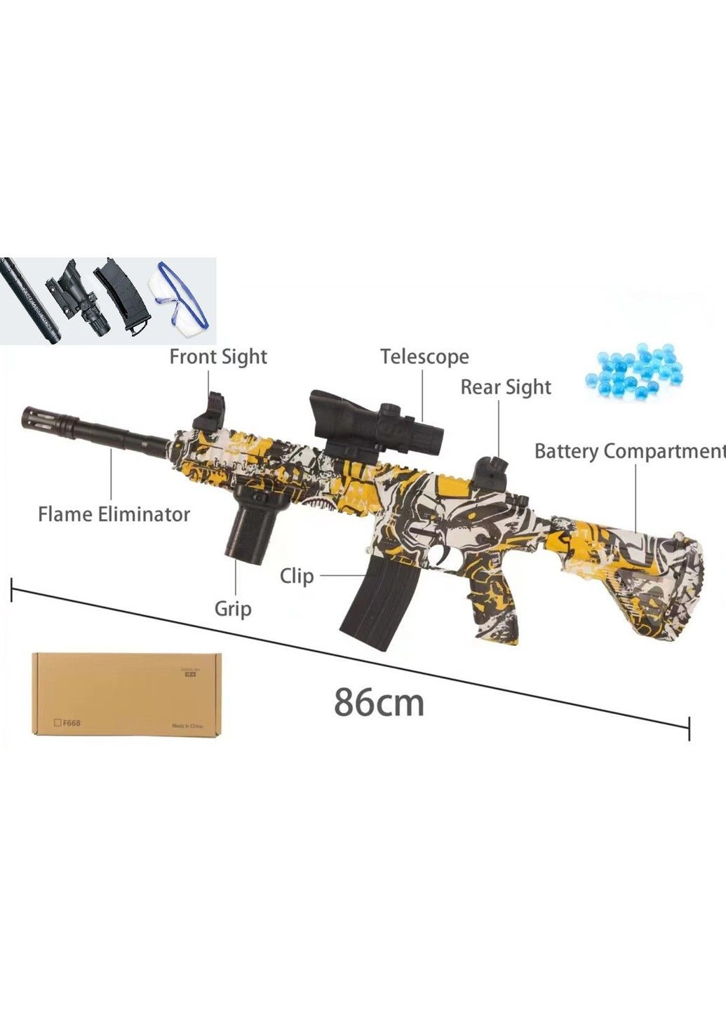 Игрушечный пластиковый автомат М416 с аккумулятором стреляет шариками орбизами электрический No Brand (334003033)