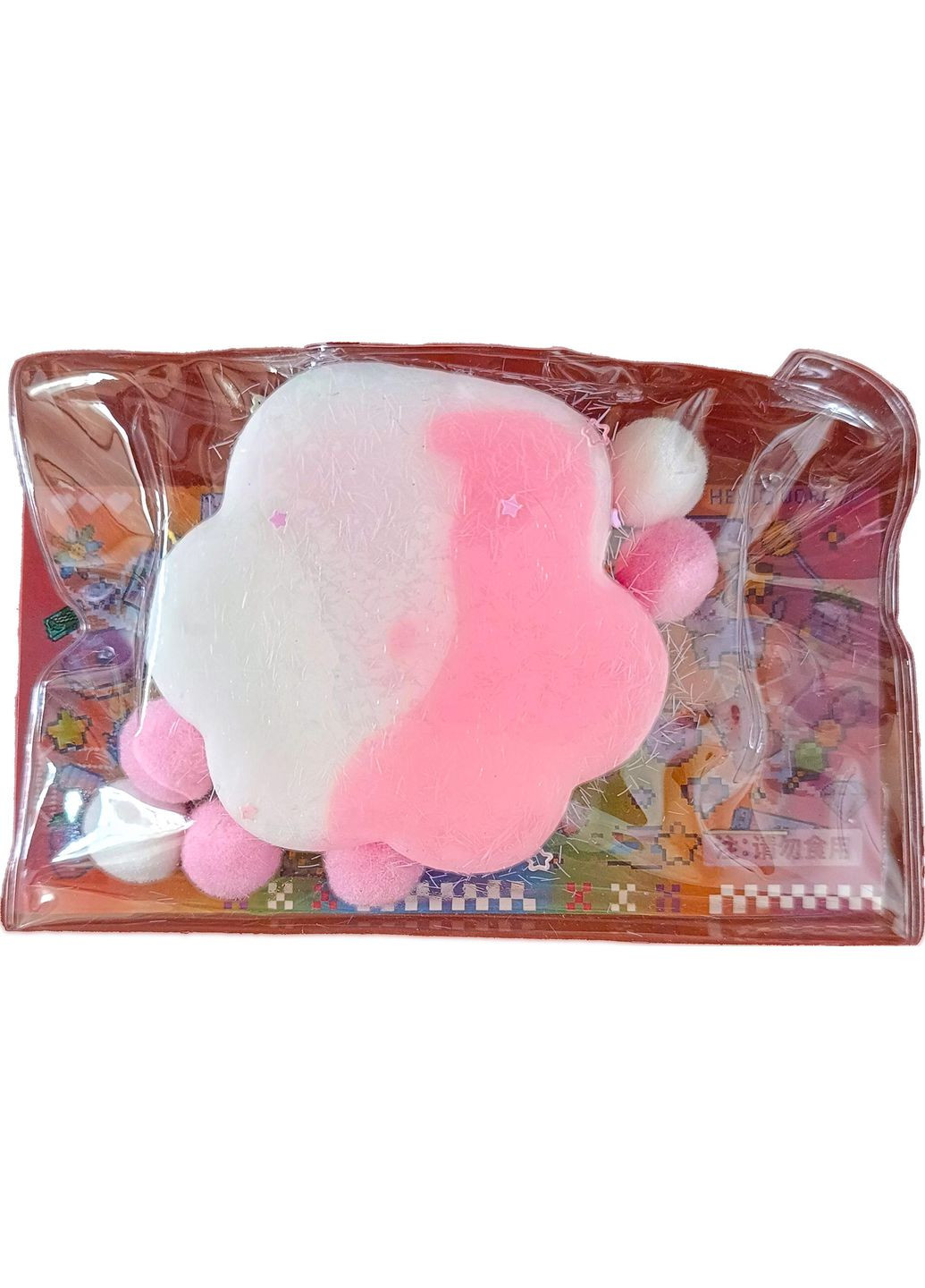 Іграшка антистрес котяча таба лапка сквіш Pinch Family з блискітками 7 см см силіконова Рожево-білий (GS-236-A-128) No Brand Таба лапка (339066362)