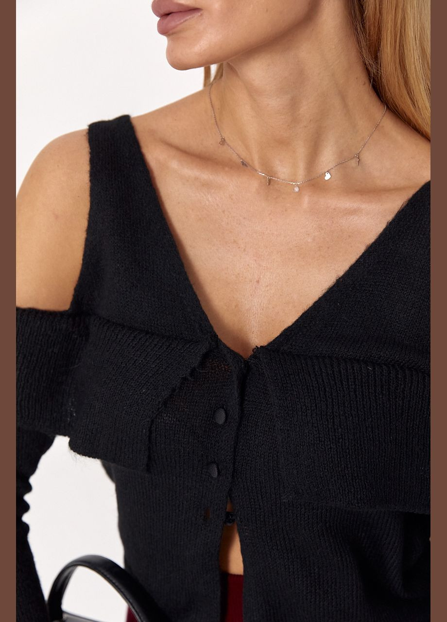 Женский вязаный пуловер с открытыми плечами Lurex (308725381)