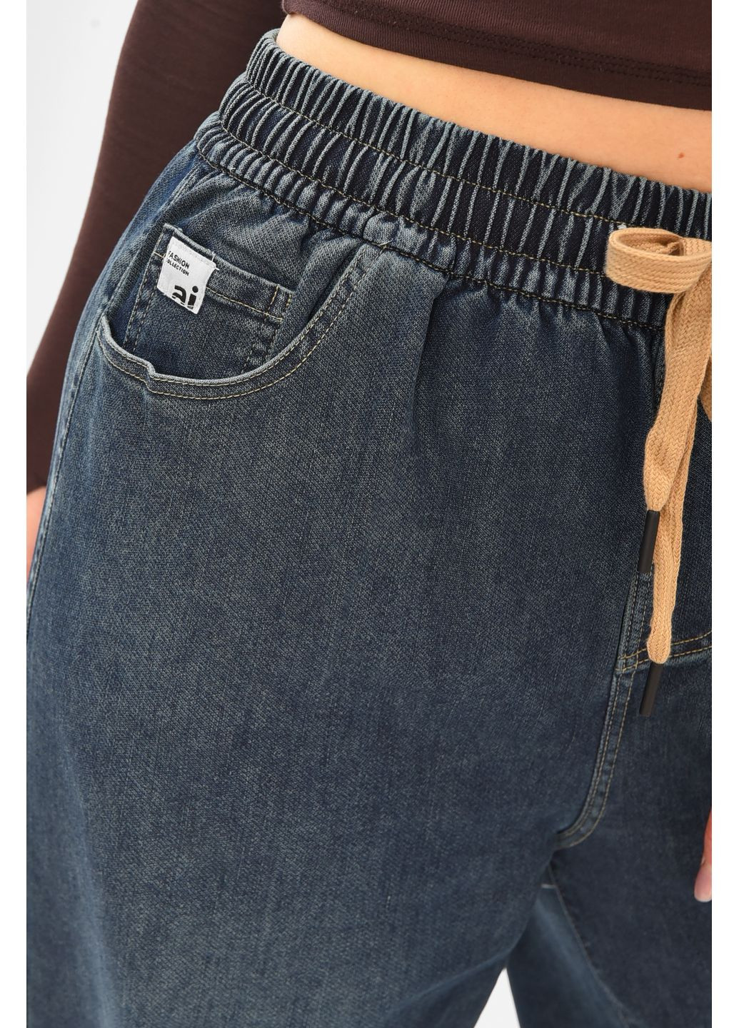 Джинси жіночі однотонні темно-синього кольору Let's Shop - (368540489)