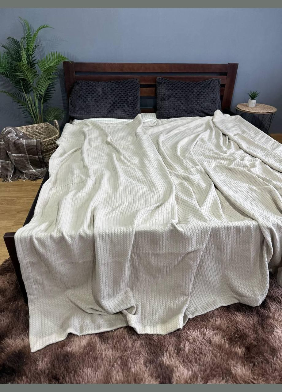 Покрывало Плед Косичка Полуторное 160х230 Хлопковое Бежевое No Brand (316714562)