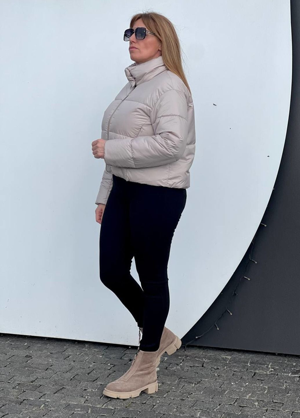 Серо-бежевая демисезонная куртка KTL&Kattaleya