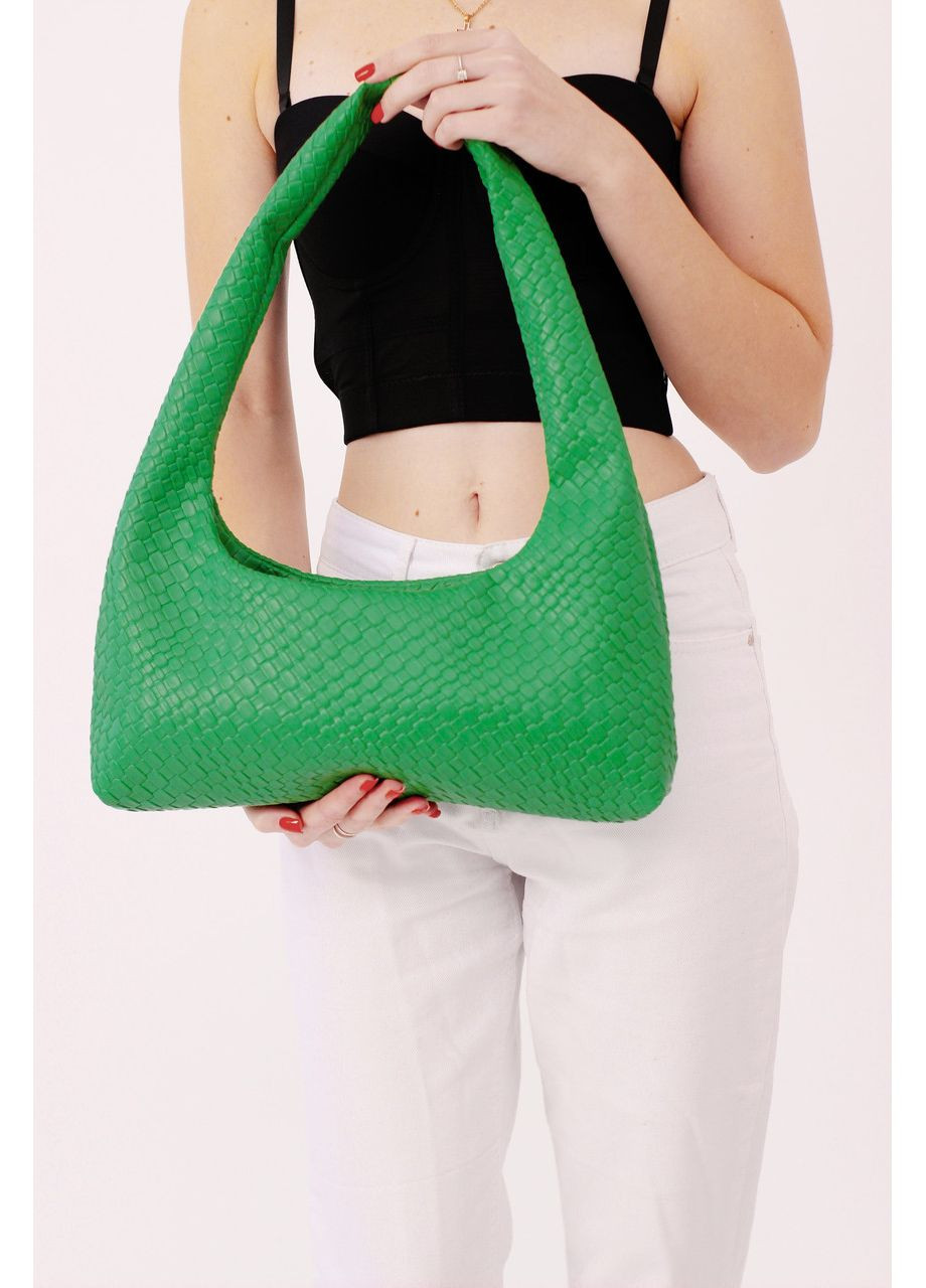 Сумка женская плетеная из экокожи черного цвета на плече No Brand (362588089)