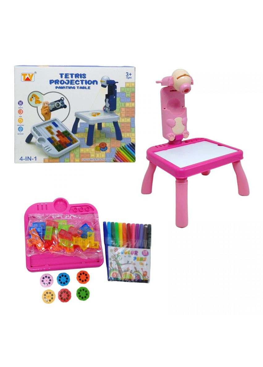 Детский столик для рисования с проектором, мозаика-тетрис (розовый) MIC (290251165)