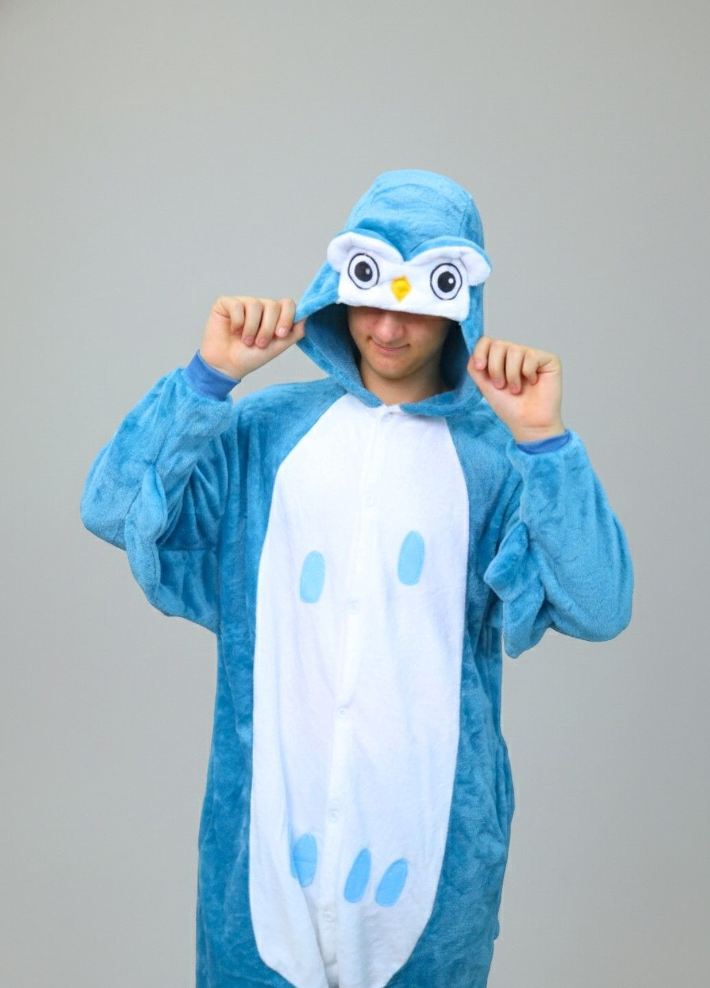 Кигуруми пижама Сова мужская плюшевое голубое с капюшоном Lalapka (369644973)