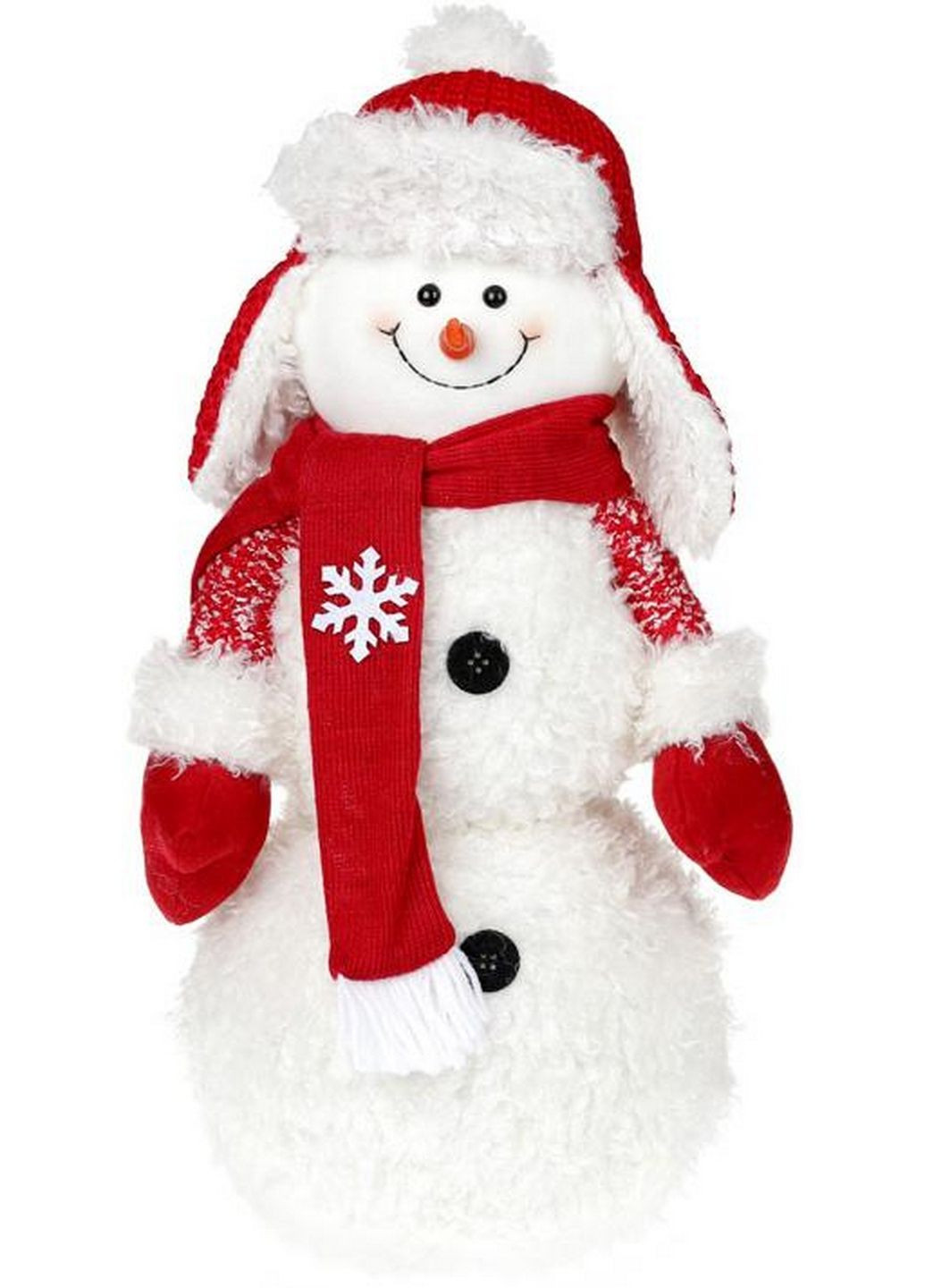 Новорічна м'яка іграшка "Сніговик у шапці-вушанці" 26х18х48 см Bona (289459730)