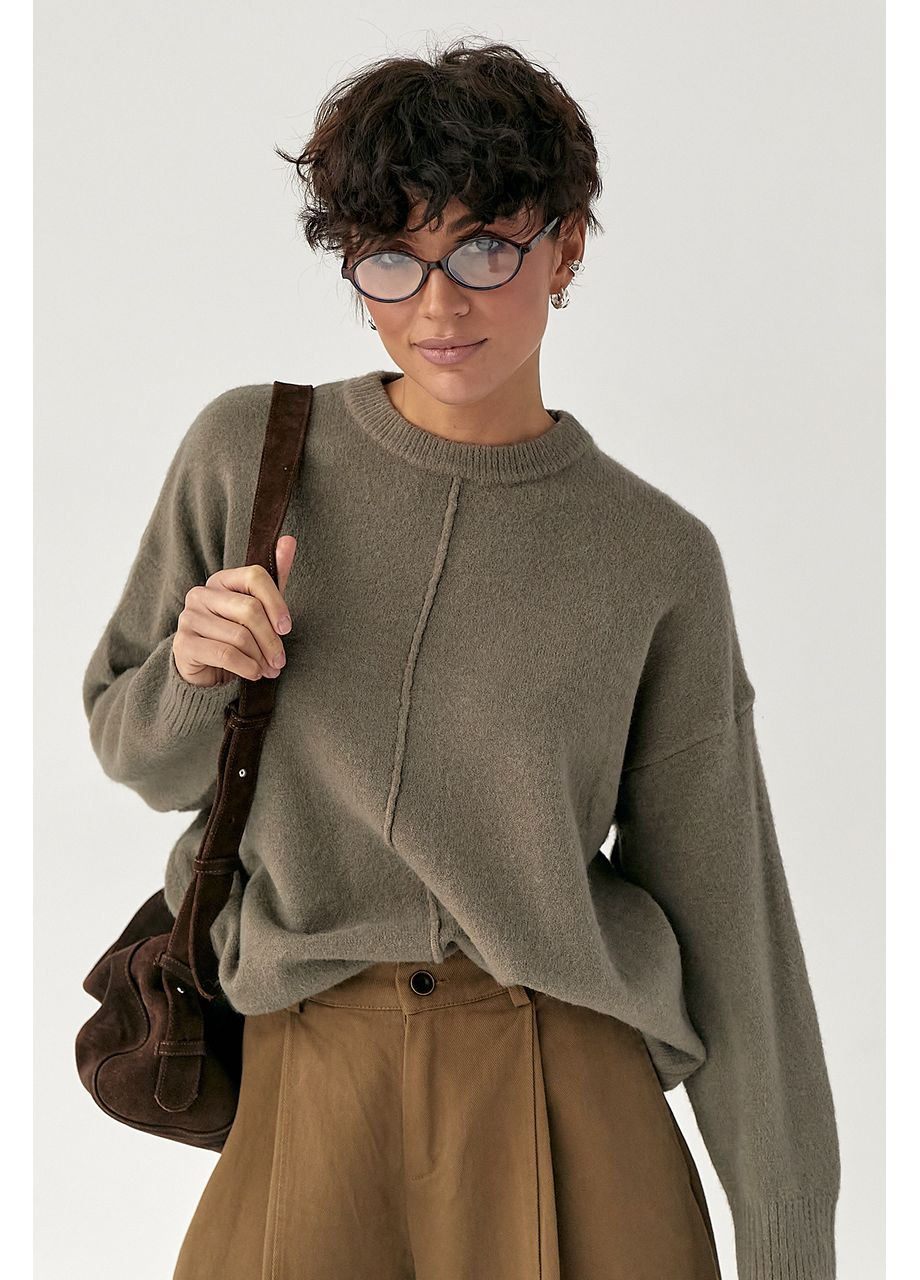 Вязаная свободная кофта с декоративным швом Lurex (372255445)