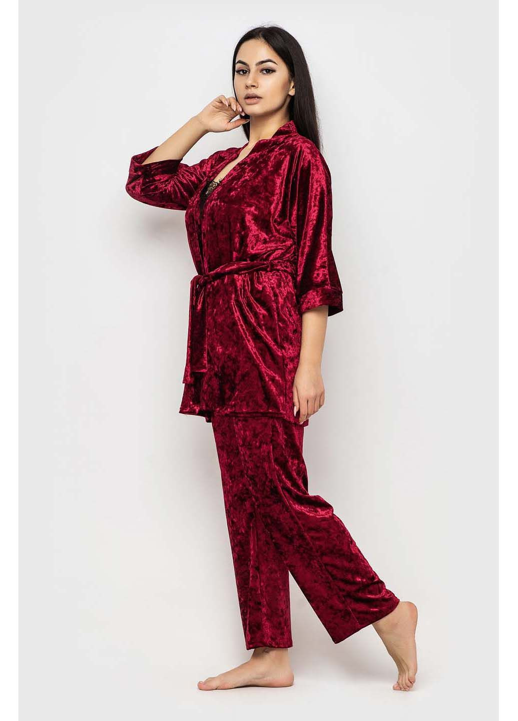 Бордова піжамний комплект Ghazel