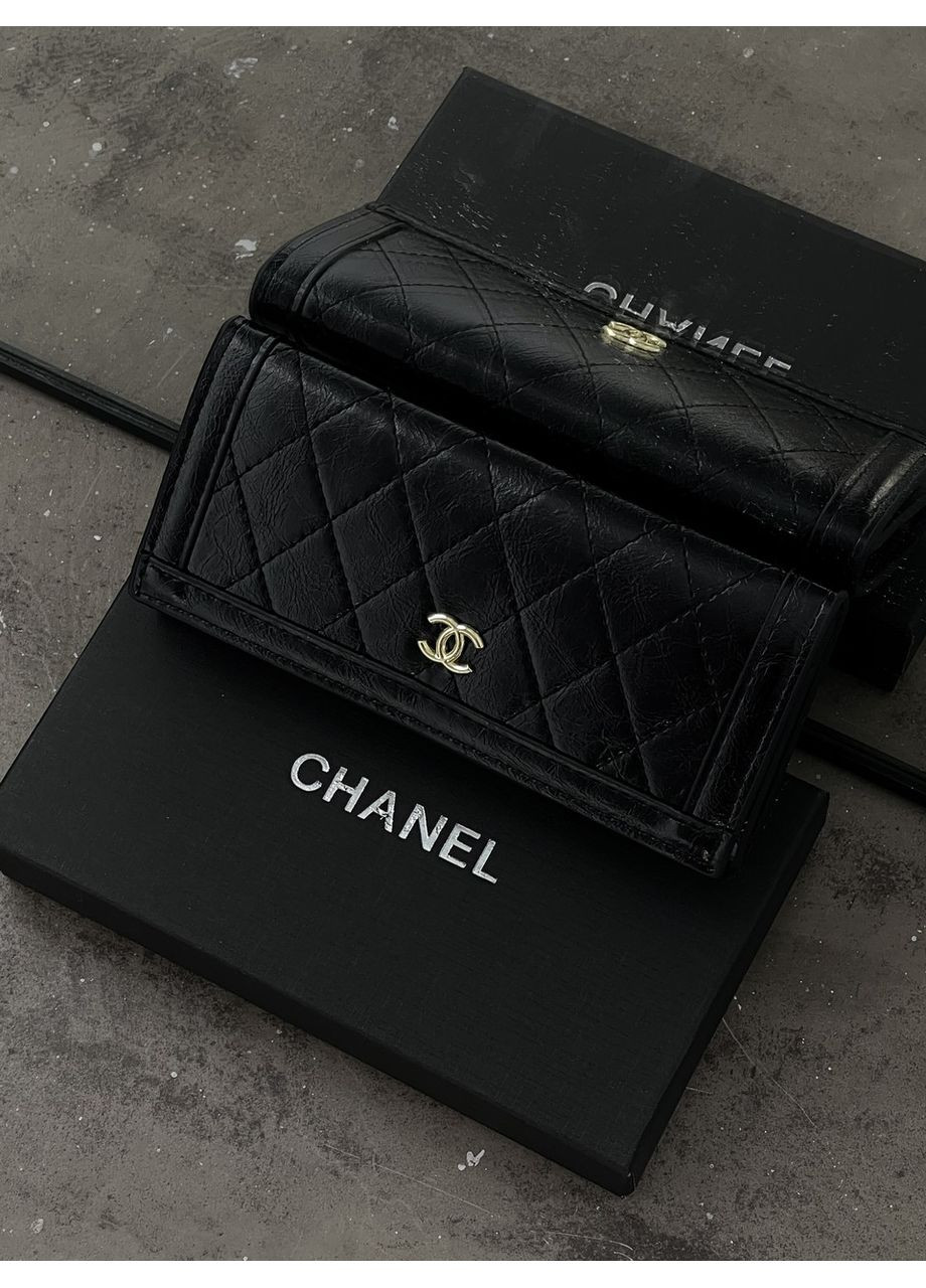 Жіночий гаманець чорний глянсовий подвійний з коробкою No Brand (369934902)