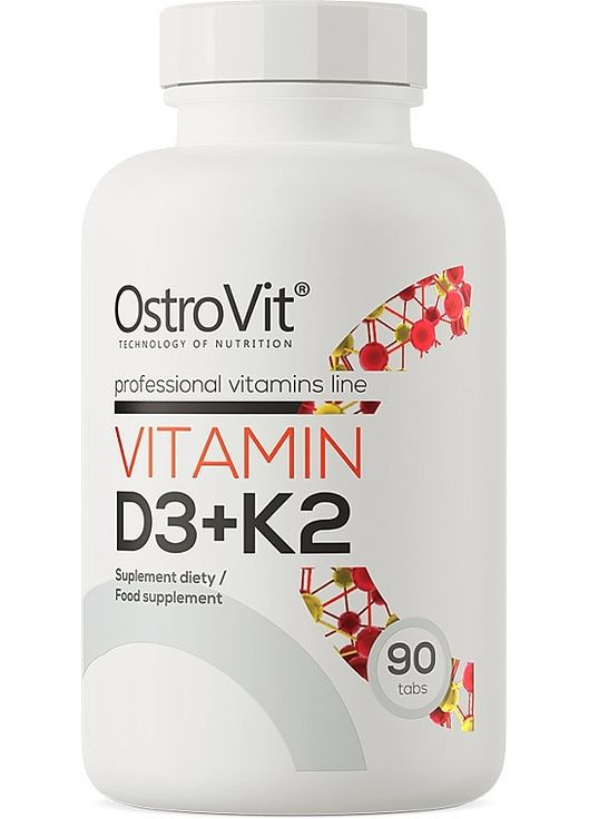 Харчова добавка "Вітамін D3 + K2", у таблетках Vitamin D3 + K2 90шт (1398134-25978172) Ostrovit (368603696)