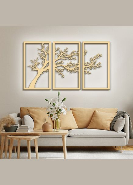 Панно 3D декоративное с объемом 15 мм для стен, Весеннее дерево ванильное Декоинт (278290073)