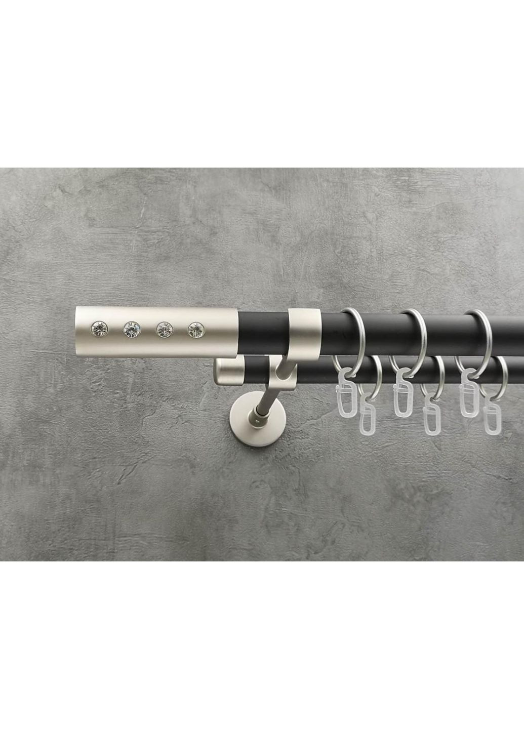 Карниз Алюр гладкая штанга двойной модерн 25/19 мм 300 см Сатин/Черный матовый Quadrum (352781885)