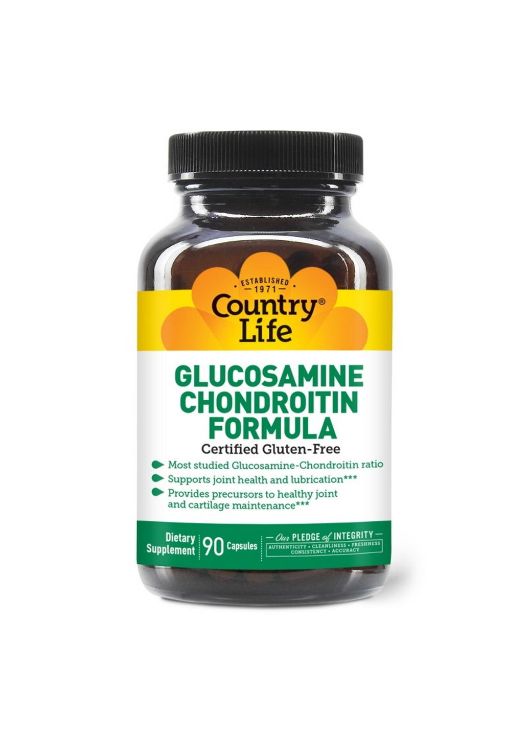 Препарат для суставов и связок Glucosamine Chondroitin Formula, 90 капсул Country Life (293417653)