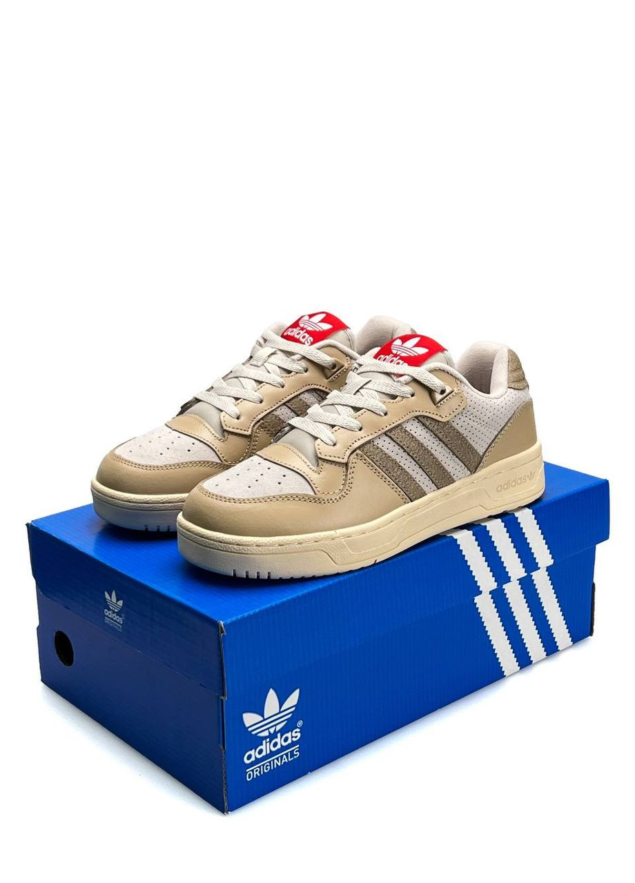 Бежевые демисезонные кроссовки мужские adidas No Brand Originals Forum Low Beige White