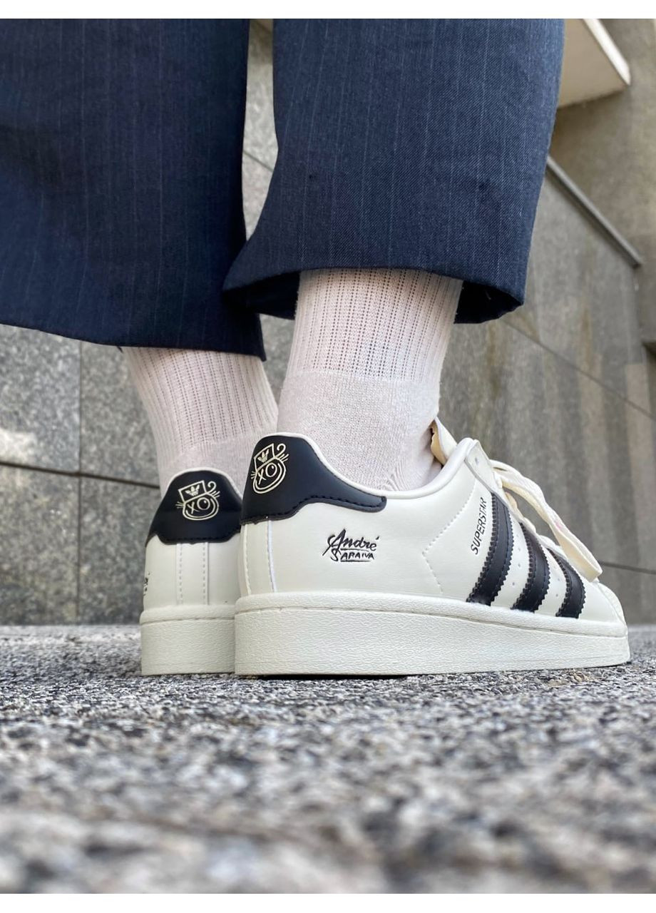 Рожеві Осінні кросівки чоловічі adidas superstar cream / black / pink адідас суперстар No Brand