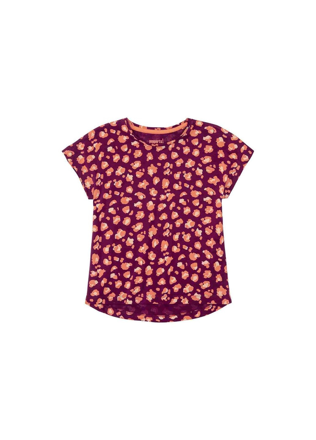 Фиолетовая демисезонная футболка хлопковая з принтом для девочки 372032-1 Pepperts