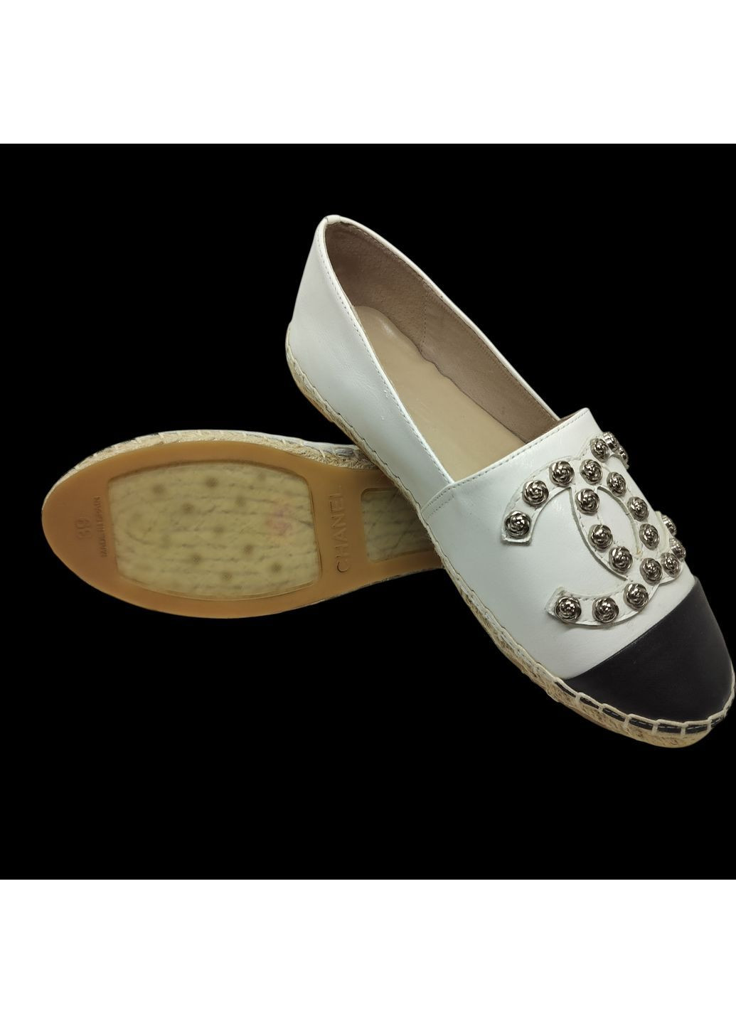 Белые эспадрилые женские мокасины (367084122)