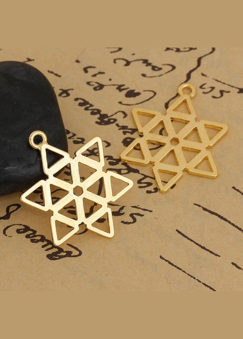 Підвіски металеві Кулон зірка Давида Золотистий 33 мм x 25 мм Finding (328942910)