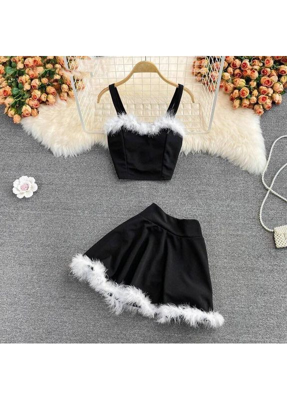 Женский праздничный костюм из креп дайвинга и искусственного меха 🤍 | ЗАМЕР В ОПИСАНИИ Vione (370985975)