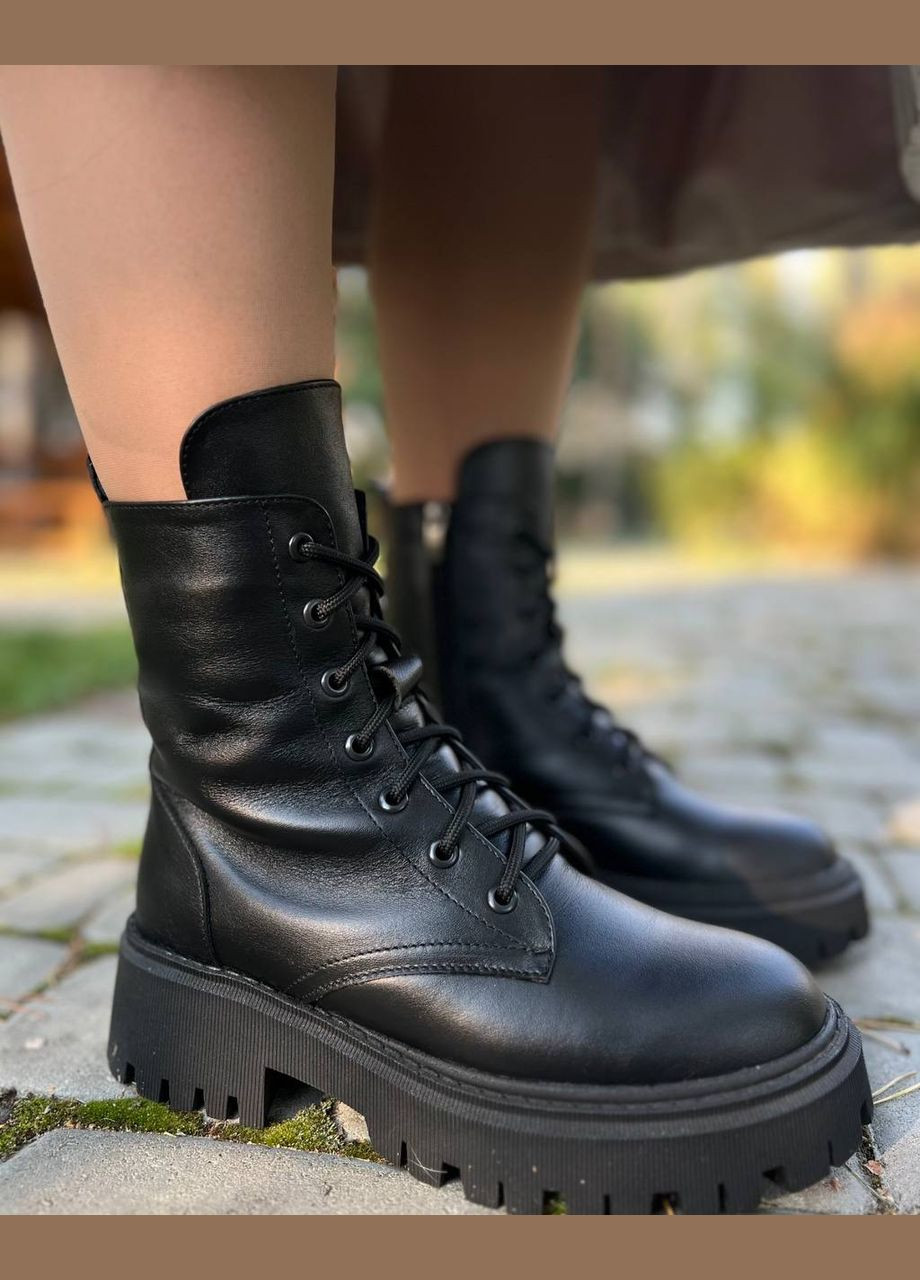 Зимние женские ботинки из натуральной кожи (1795) No Brand