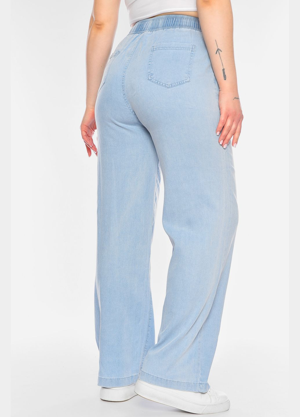 Штани жіночі однотонні блакитного кольору Let's Shop (322812388)