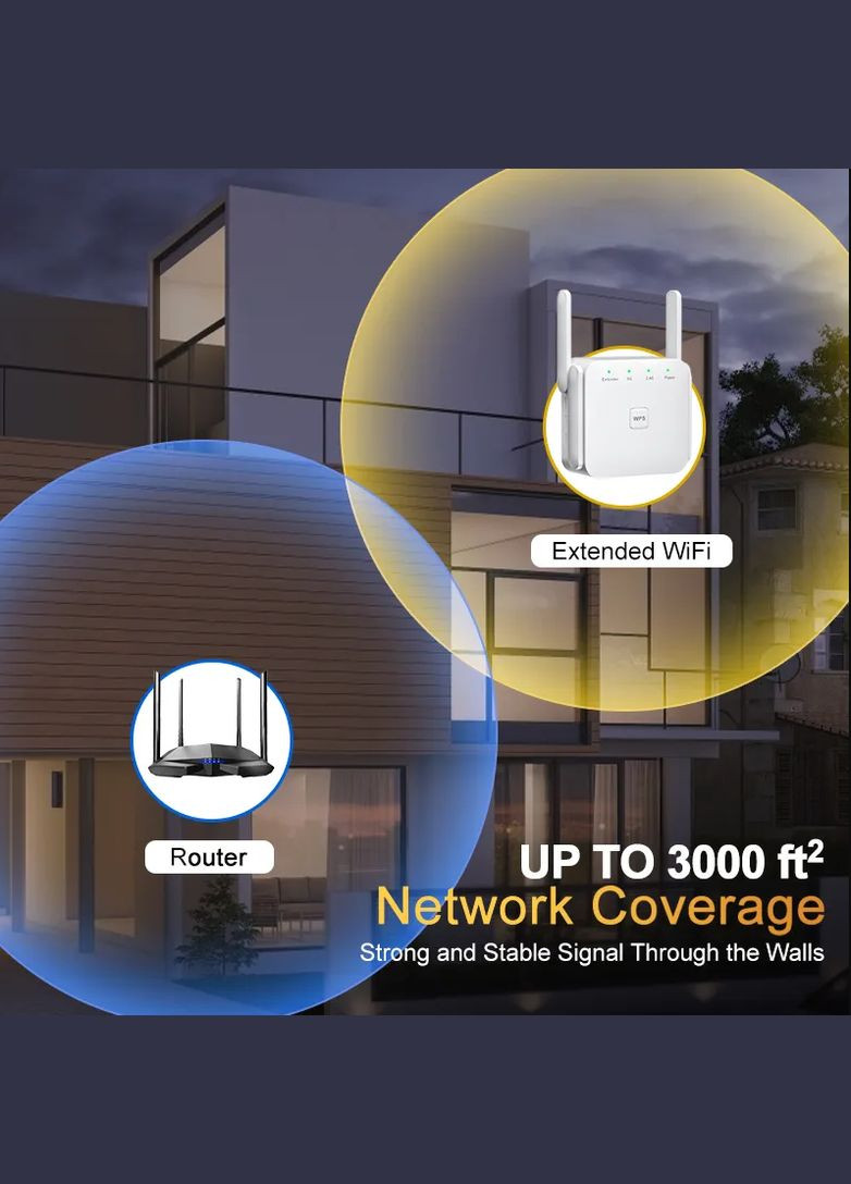 Усилитель Wifi сигнала (ретранслятор) 2.4 ГГц 300 Мбит/с Белый (US версия) No Brand (300577651)