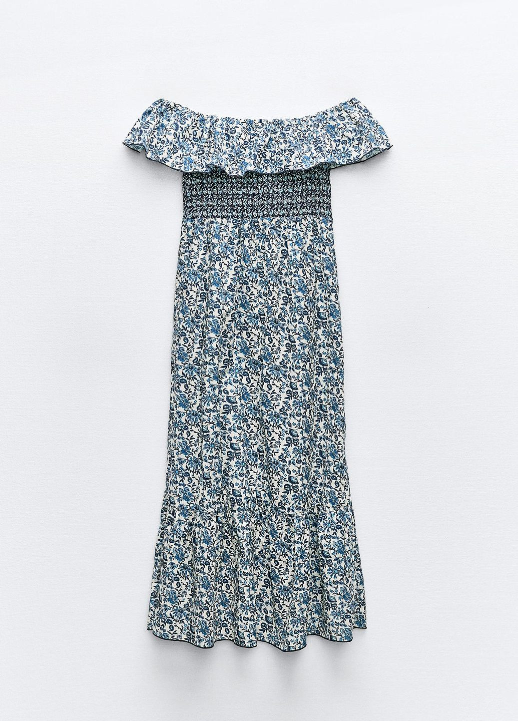 Синее повседневный платье Zara с цветочным принтом