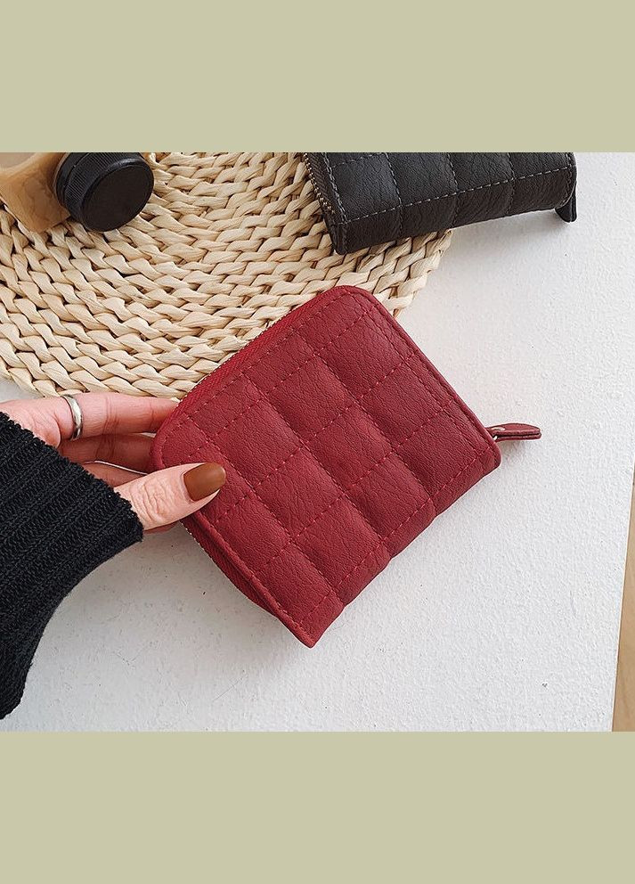 Маленький женский кошелек стеганный, мини портмоне на молнии Красный No Brand (299314050)