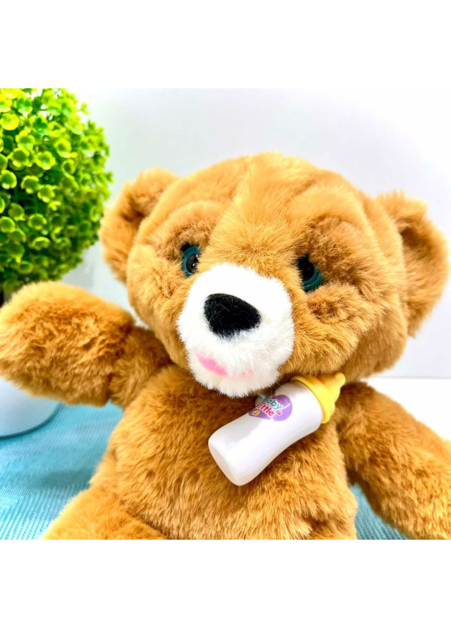 Мишка интерактивный мягкий бутылочка в комплекте моргает сенсорный и магнитный датчик звук 24см (933-216 E) No Brand (362577003)