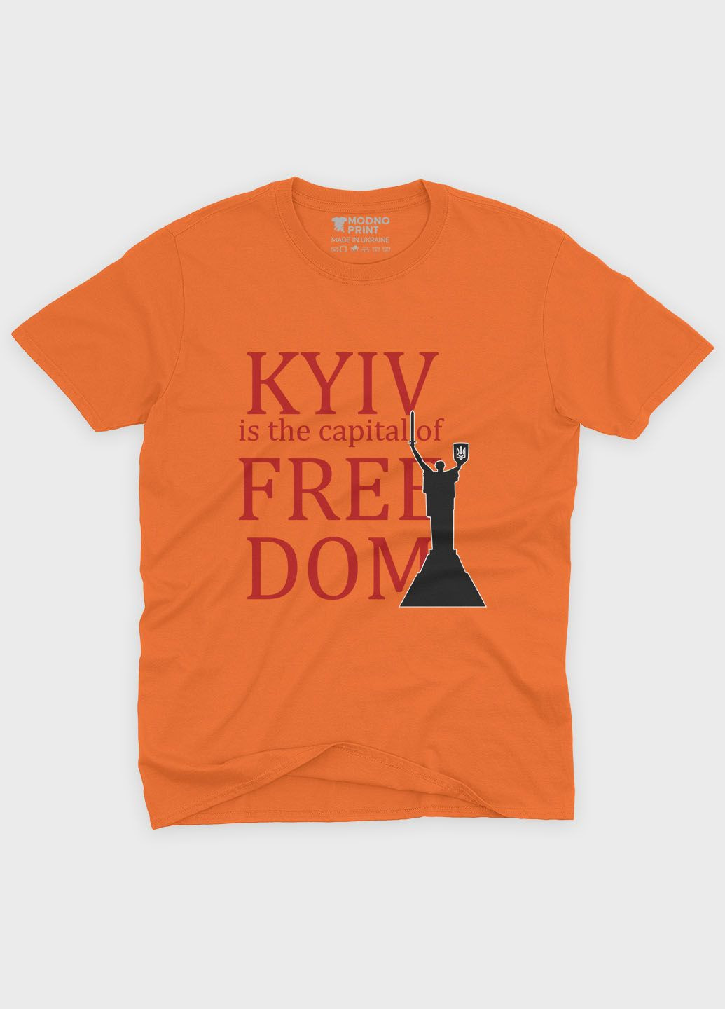 Оранжевая демисезонная футболка для мальчика с патриотическим принтом киев (ts001-5-ora-005-1-131-b) Modno