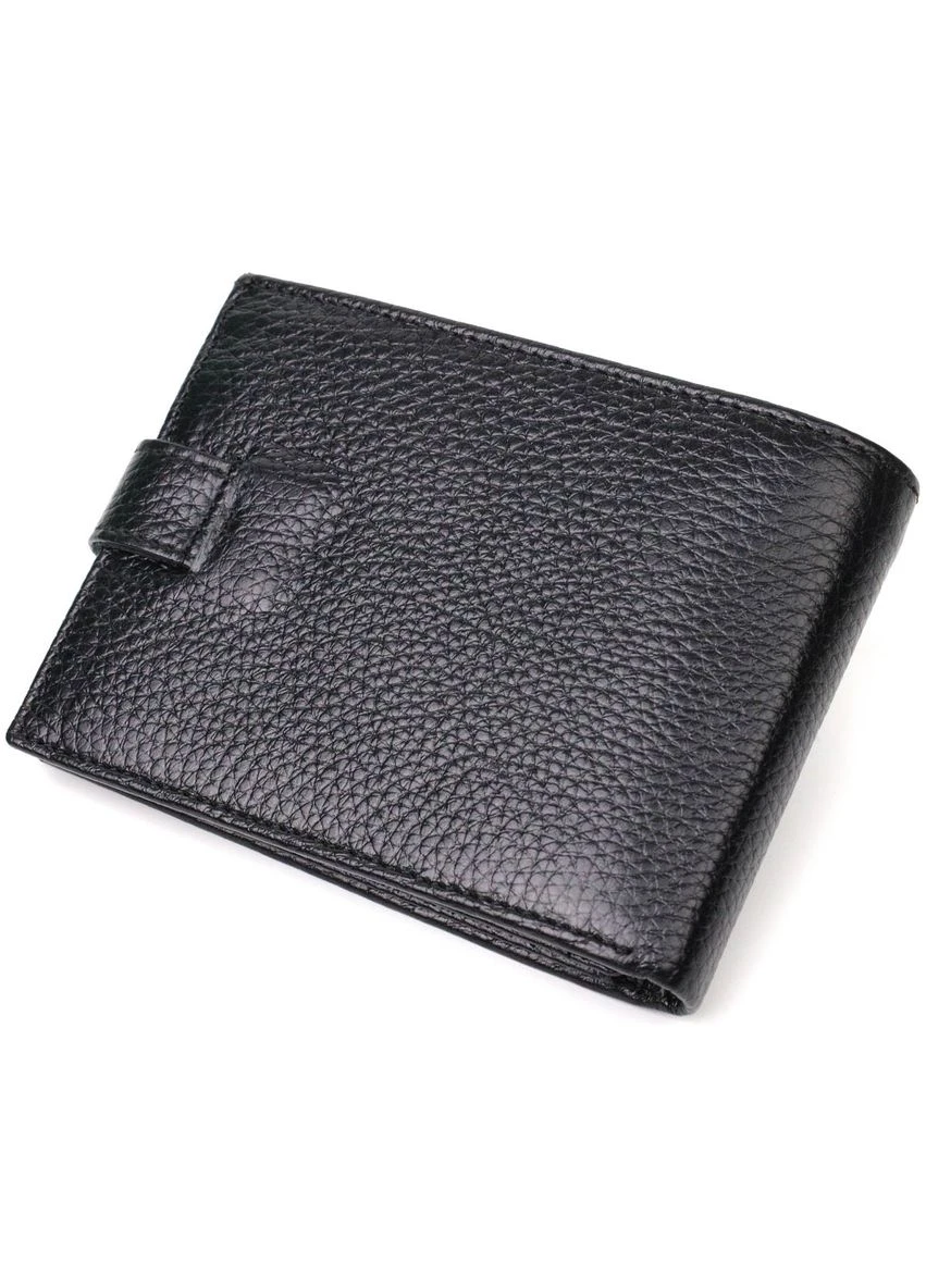 Горизонтальне портмоне для чоловіків з натуральної зернистої шкіри 22059 Чорний Bond (329150806)