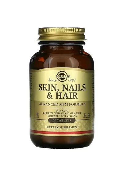 Skin Nails & Hair Advanced MSM Formula 60 таблеток Solgar (387021430)