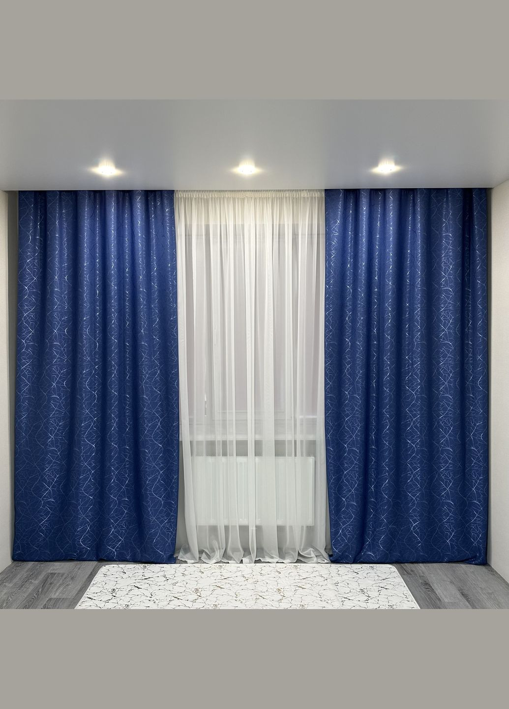 Готовий комплект штор (2 шт) блекаут рогожка бите скло синього кольору 150х270см No Brand (308019972)