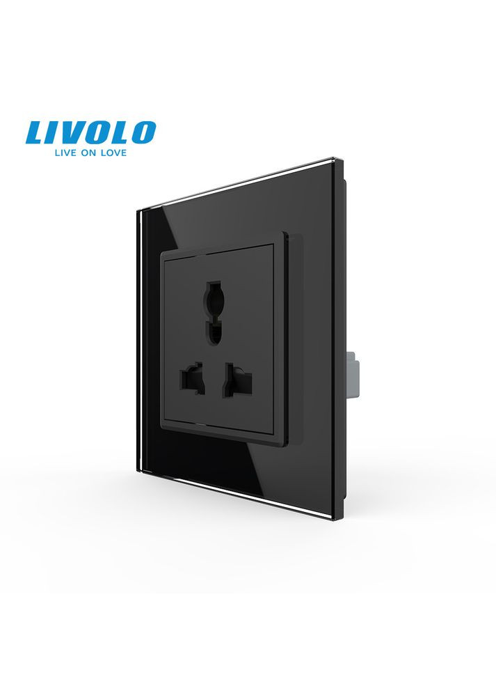 Розетка універсальна 12 стандартів в 1 чорний скло (VL-C7C1C-12) Livolo (370971404)