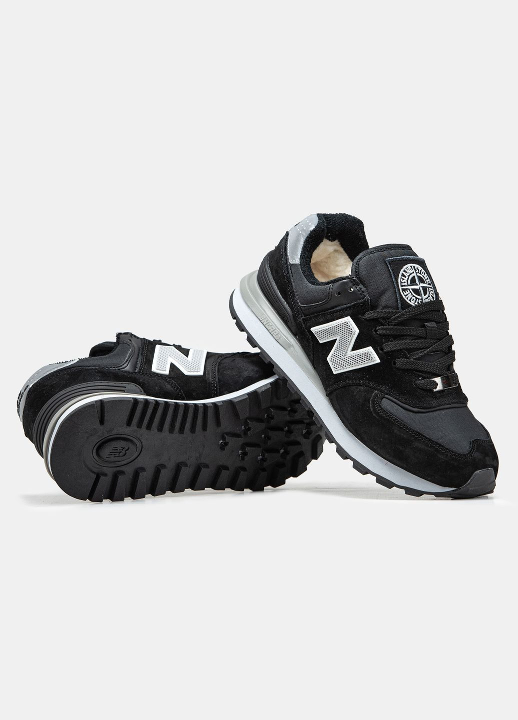 Чорні Зимовий кросівки зимові чоловічі New Balance 579 x Stone Island black fur | Нью Беланс 574 з хутром