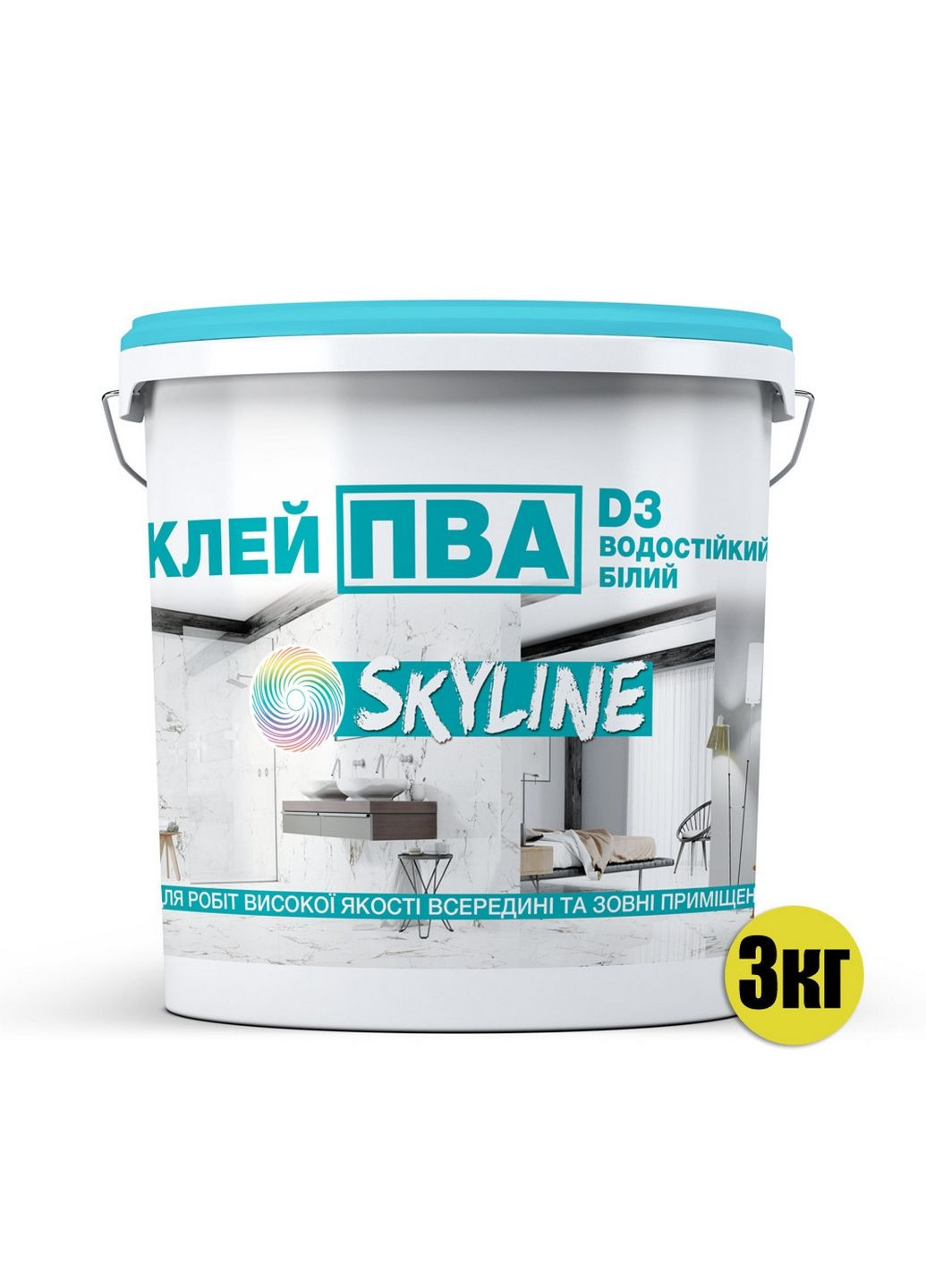 Клей ПВА прочный универсальный водостойкий D3 3 кг SkyLine (283326174)