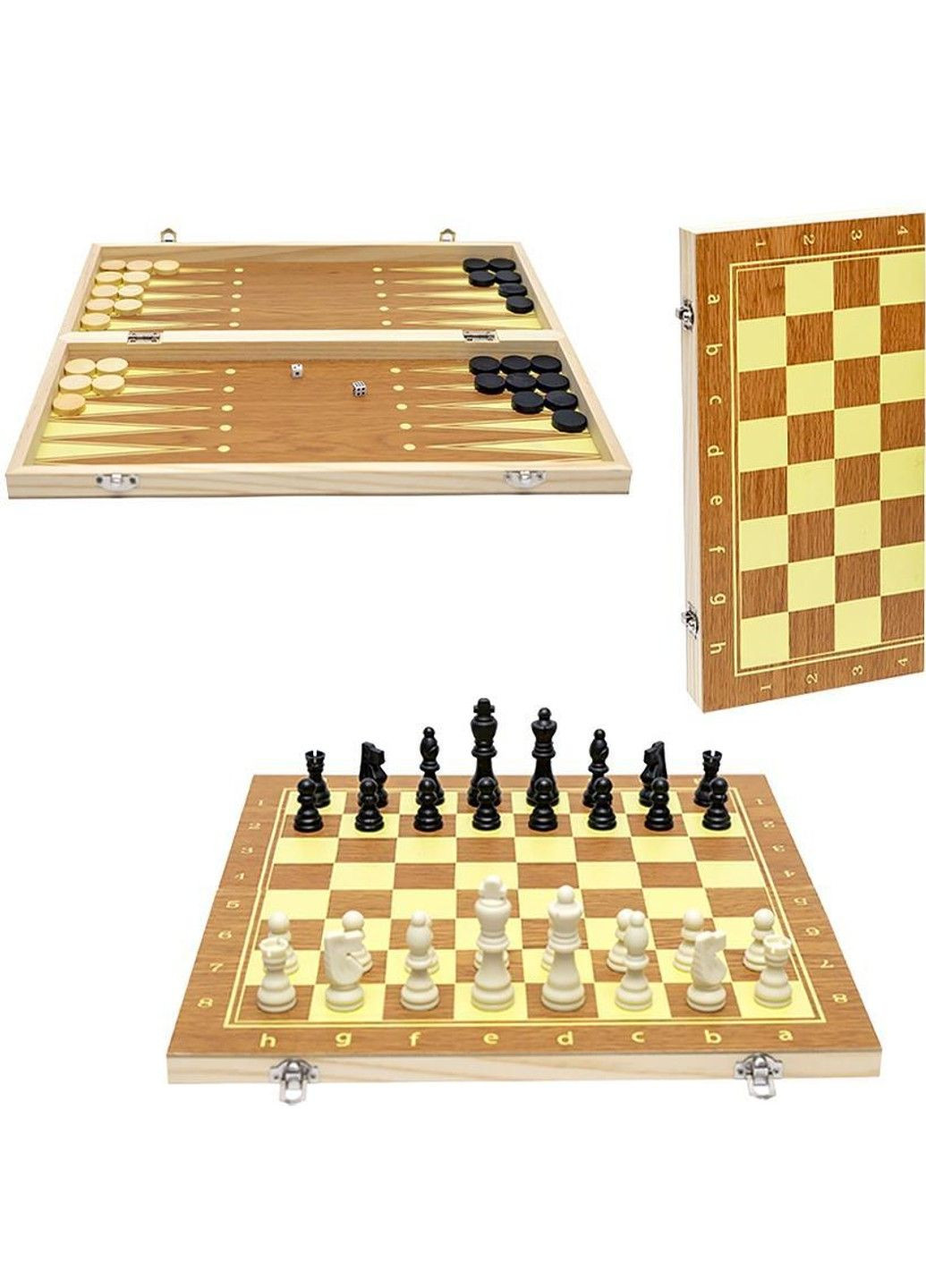 Шахматы деревянные нарды, шашки в коробке 29х14.5х3 см. 3 В 1 No Brand (334343447)