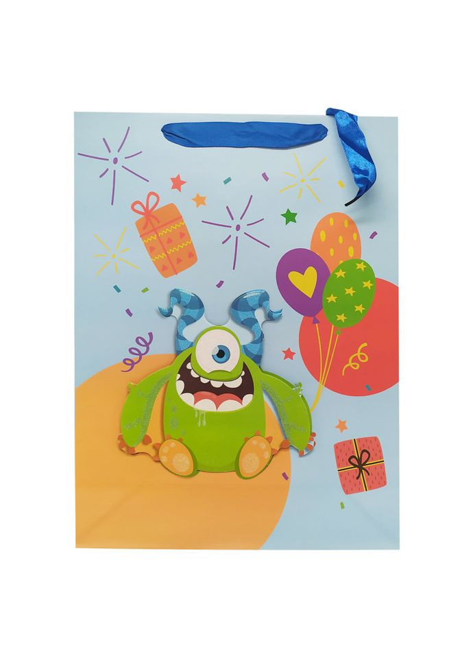 Подарунковий пакет "Монстрики" 2373L, 40 х 30 х 0,1 Синій Bambi (300385925)