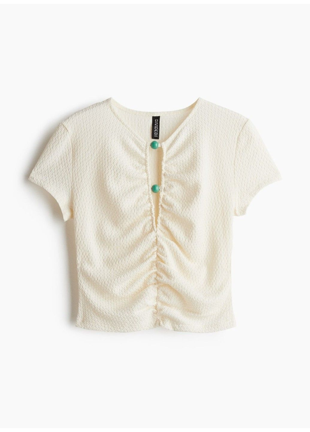 Женский приталенный топ Н&М (58360) XS Молочный H&M (337498886)